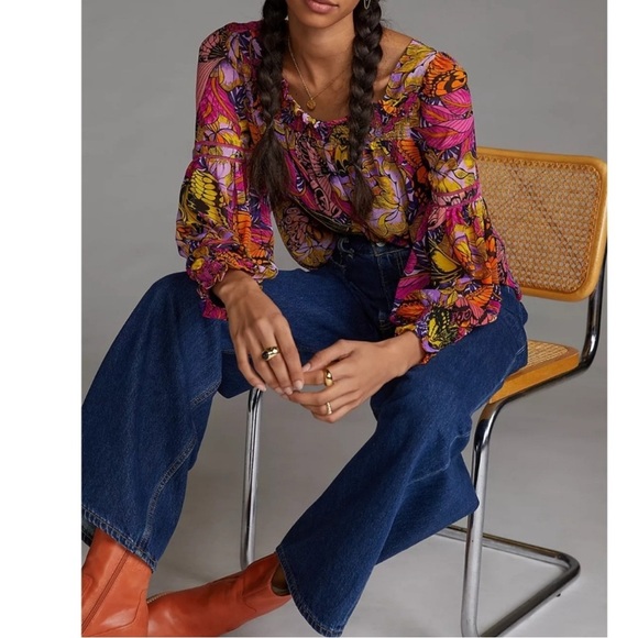 Anthropologie × Alexandra Farmer Puff-Sleeved Blouse size XS - Picture 13 of 13